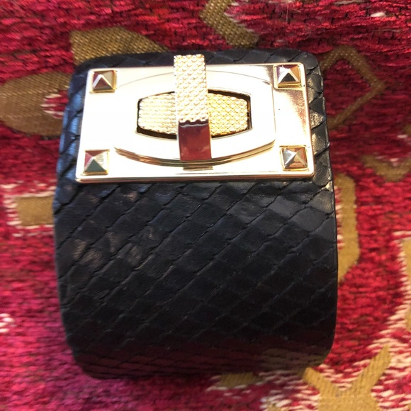 unknown Jewelry - Black & gold with Snake Print Cuff Bracelet